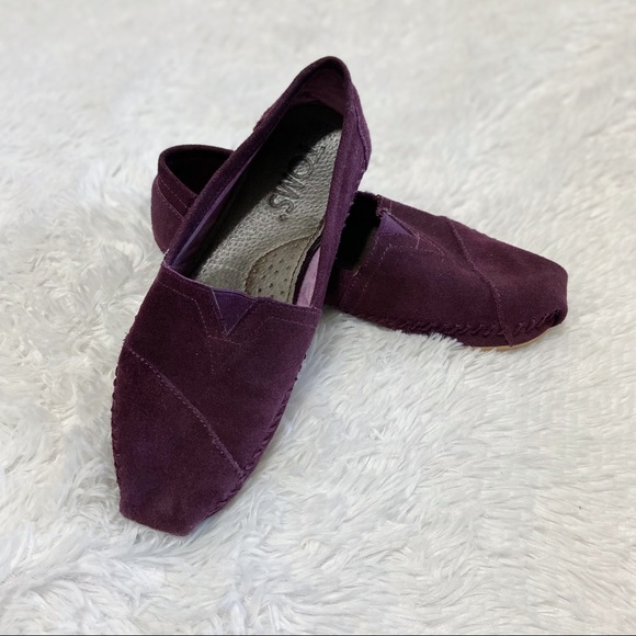 Women’s Burgundy Suede Toms Slip-Ons Size 6.5 - Picture 3 of 5